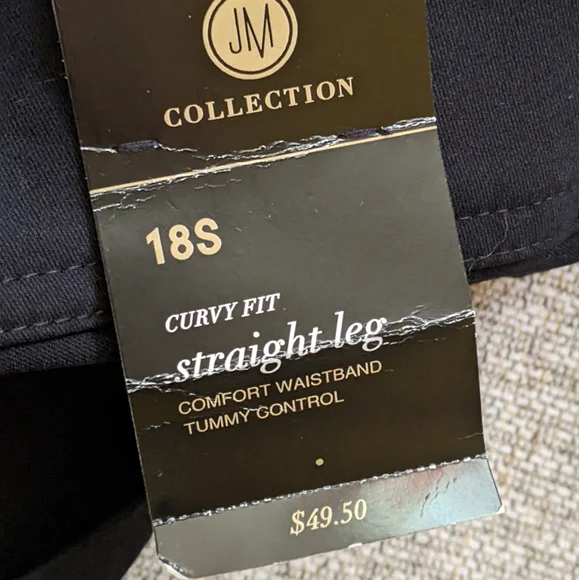 Black Curvy Fit Straight Leg Pants Women's 18 JM Collections New - Picture 12 of 14